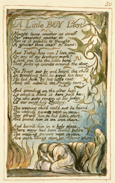 Un piccolo ragazzo perduto: tavola 50 da Songs of Innocence and of Experience (copia AA) c.1815-26 da William Blake